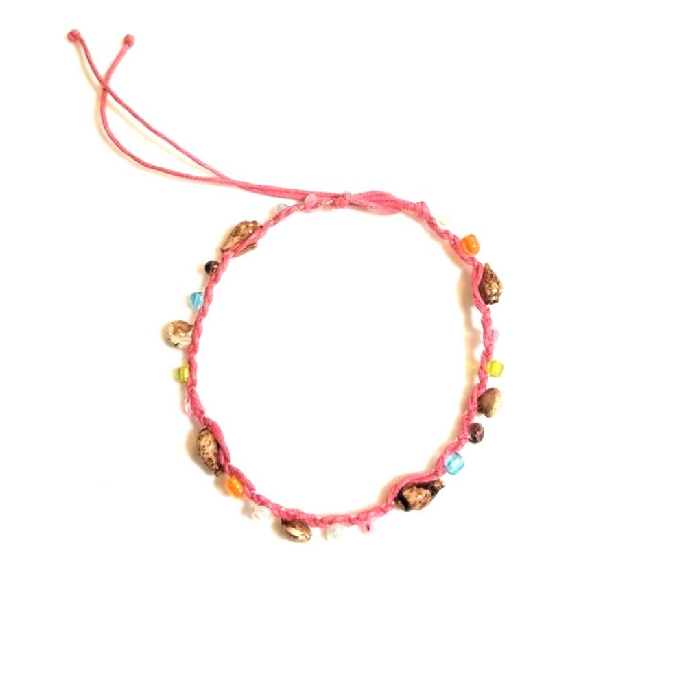 ⛱️Pink Handmade Boho Seashell Beaded Ankle Bracelet or Bracelet ⛱️